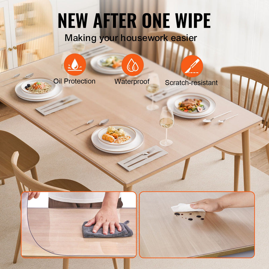 Plastic Table Cover, 42 x 60 Inch 1.5 mm Thick Frosted Table Protector, Rectangle PVC Desk Mat, Waterproof & Easy Cleaning Desk Pad Tablecloth, for Office Dresser Dining Room Table Night Stand