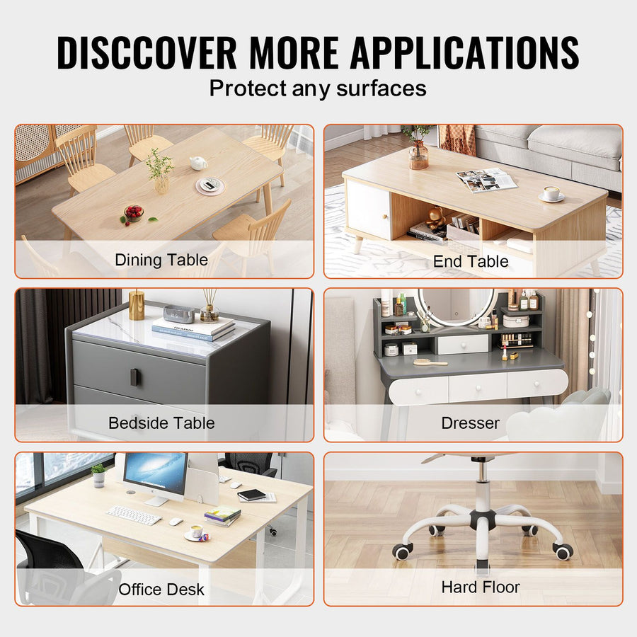 Plastic Table Cover, 42 x 60 Inch 1.5 mm Thick Frosted Table Protector, Rectangle PVC Desk Mat, Waterproof & Easy Cleaning Desk Pad Tablecloth, for Office Dresser Dining Room Table Night Stand