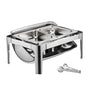 Roll Top Chafing Dish Buffet Complete Set, 9 Qt 1 Pack Stainless Steel Chafer with 2 Half Size Pans, Rectangle Catering Warmer Server with Visible Lid Water Pan Folding Stand Fuel Holder, Silver