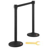 VEVOR Crowd Control Stanchions, 2-Pack Crowd Control Barriers with 6.5FT Black Retractable Belt, Plastic Stanchion Queue Post, Belt Barriers Line Divider Stanchion Set for Party, Airport, Exhibition - Extra Image