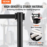 VEVOR Crowd Control Stanchions, 6-Pack Crowd Control Barriers with 3PCS 6.5FT Black Retractable Belts, Plastic Stanchion Queue Post, Belt Barriers Line Divider Stanchion Set for Airport, Exhibition - Front View