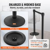 VEVOR Crowd Control Stanchions, 6-Pack Crowd Control Barriers with 3PCS 6.5FT Black Retractable Belts, Plastic Stanchion Queue Post, Belt Barriers Line Divider Stanchion Set for Airport, Exhibition - Side View