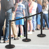VEVOR Crowd Control Stanchions, 6-Pack Crowd Control Barriers with 3PCS 6.5FT Black Retractable Belts, Plastic Stanchion Queue Post, Belt Barriers Line Divider Stanchion Set for Airport, Exhibition - Low Angle