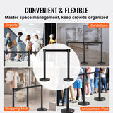 VEVOR Crowd Control Stanchions, 2-Pack Crowd Control Barriers, Carbon Steel Baking Painted Stanchion Queue Post with 11FT Black Retractable Belt, Belt Barriers Line Divider for Exhibition, Airport - Rear View