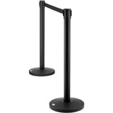 VEVOR Crowd Control Stanchions, 2-Pack Crowd Control Barriers, Carbon Steel Baking Painted Stanchion Queue Post with 11FT Black Retractable Belt, Belt Barriers Line Divider for Exhibition, Airport - Extra Image