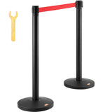 VEVOR Crowd Control Stanchions, 2-Pack Crowd Control Barriers, Carbon Steel Baking Painted Stanchion Queue Post with 11FT Red Retractable Belt, Belt Barriers Line Divider for Exhibition, Airport - Extra Image
