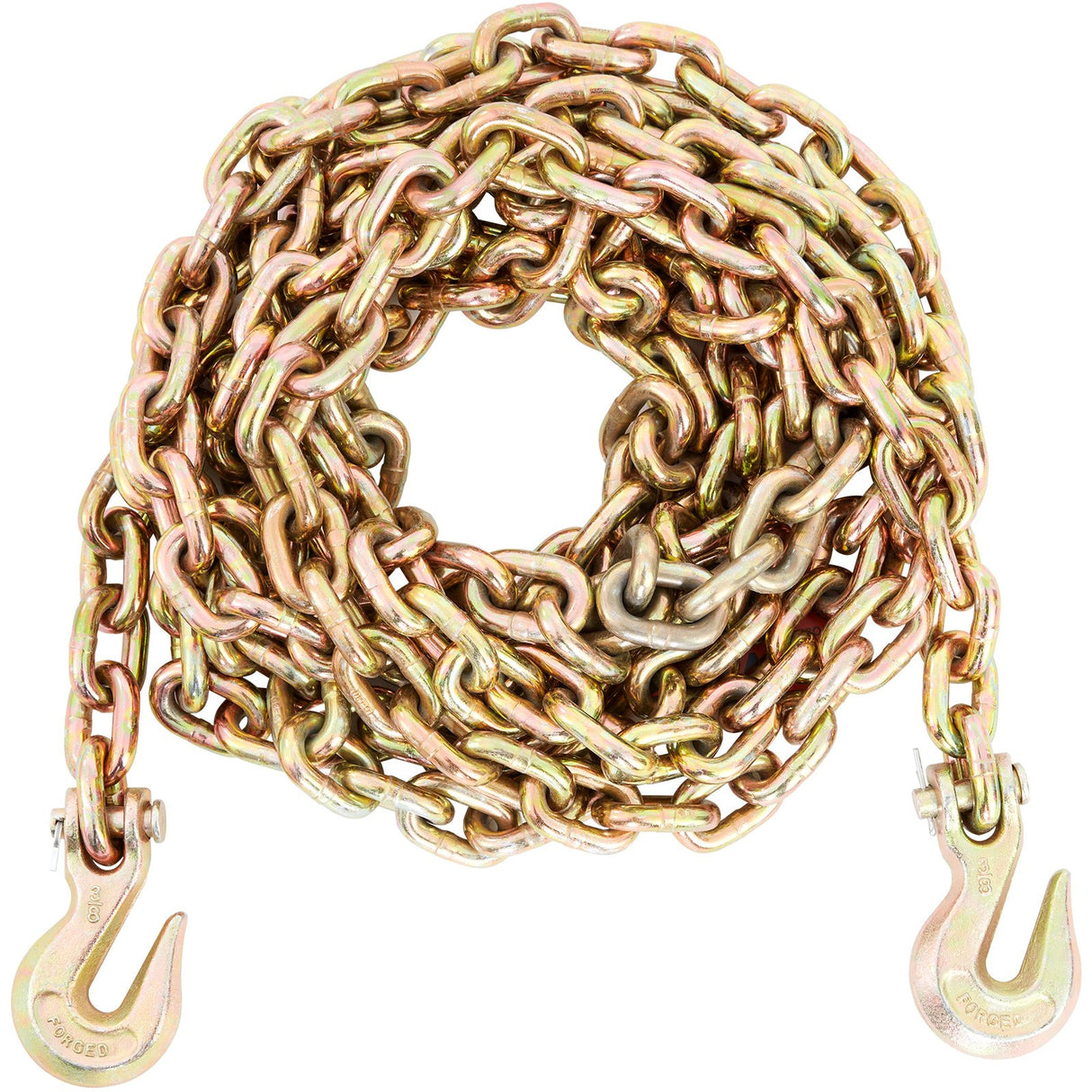 VEVOR Transport Binder Chain, 220 kg Working Load Limit, 3/8'' x 20' G80 Tow Chain Tie Down with Grab Hooks, DOT Certified, Galvanized Coating Manganese Steel for Dock Factory Construction Site