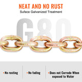 Transport Binder Chain, 2222 kg Working Load Limit, 5/16''x20' G80 Tow Chain Tie Down with Grab Hooks, DOT Certified, Galvanized Coating Manganese Steel for Dock Factory Construction Site, 2Pack