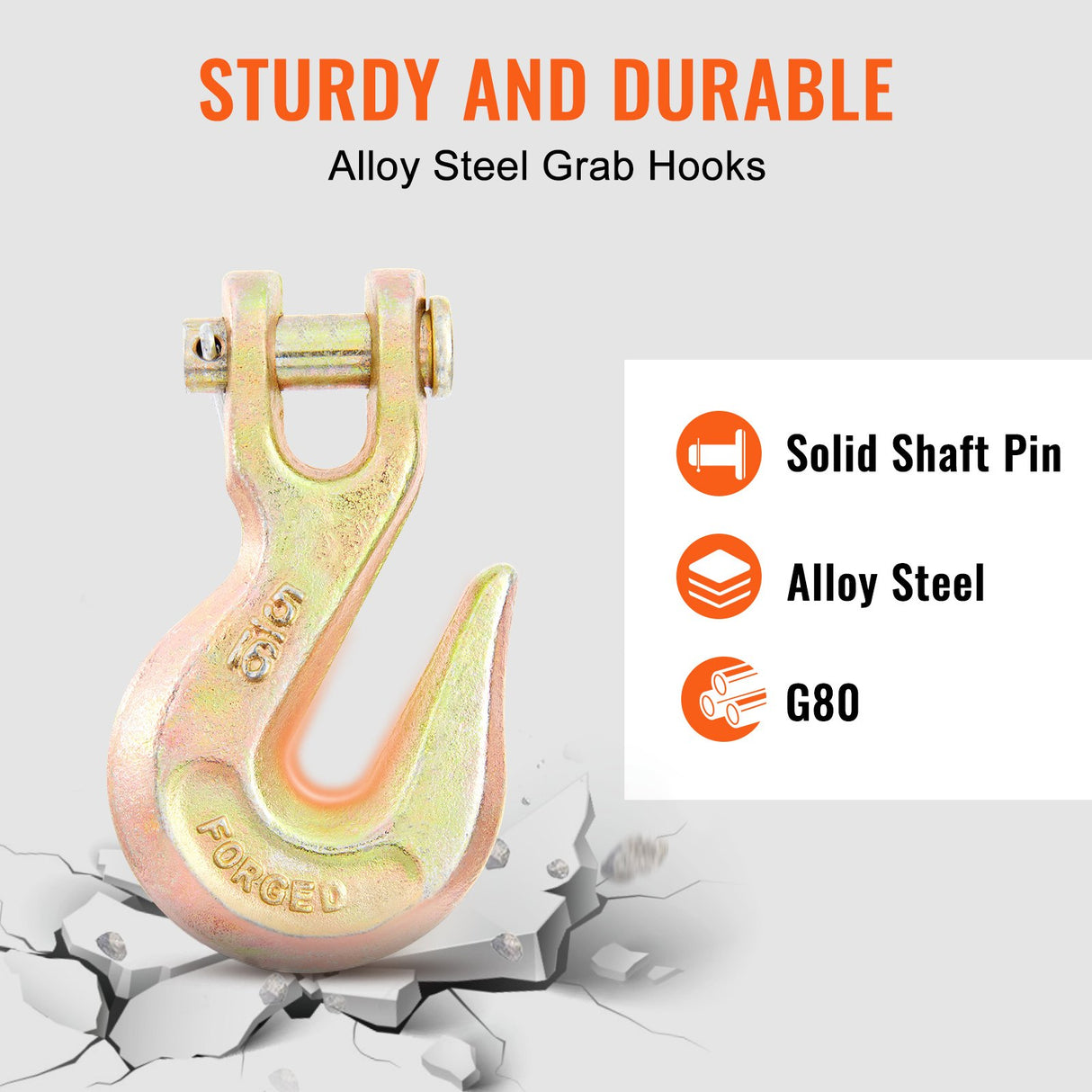 Transport Binder Chain, 2222 kg Working Load Limit, 5/16''x20' G80 Tow Chain Tie Down with Grab Hooks, DOT Certified, Galvanized Coating Manganese Steel for Dock Factory Construction Site, 2Pack