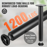 VEVOR 406.4MM Adjustable Desk Legs, Reinforced Steel Office Table Furniture legs Set of 4 for DIY, 1200 lbs Load Capacity Heavy Duty Desk Legs, Quick Instalation Legs with Adjustable Foot Cup Black - Side View