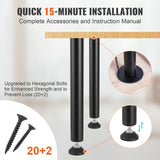 406.4MM Adjustable Desk Legs, Reinforced Steel Office Table Furniture legs Set of 4 for DIY, 1200 lbs Load Capacity Heavy Duty Desk Legs, Quick Instalation Legs with Adjustable Foot Cup Black