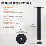 VEVOR 406.4MM Adjustable Desk Legs, Reinforced Steel Office Table Furniture legs Set of 4 for DIY, 1200 lbs Load Capacity Heavy Duty Desk Legs, Quick Instalation Legs with Adjustable Foot Cup Black - Close-Up Angle