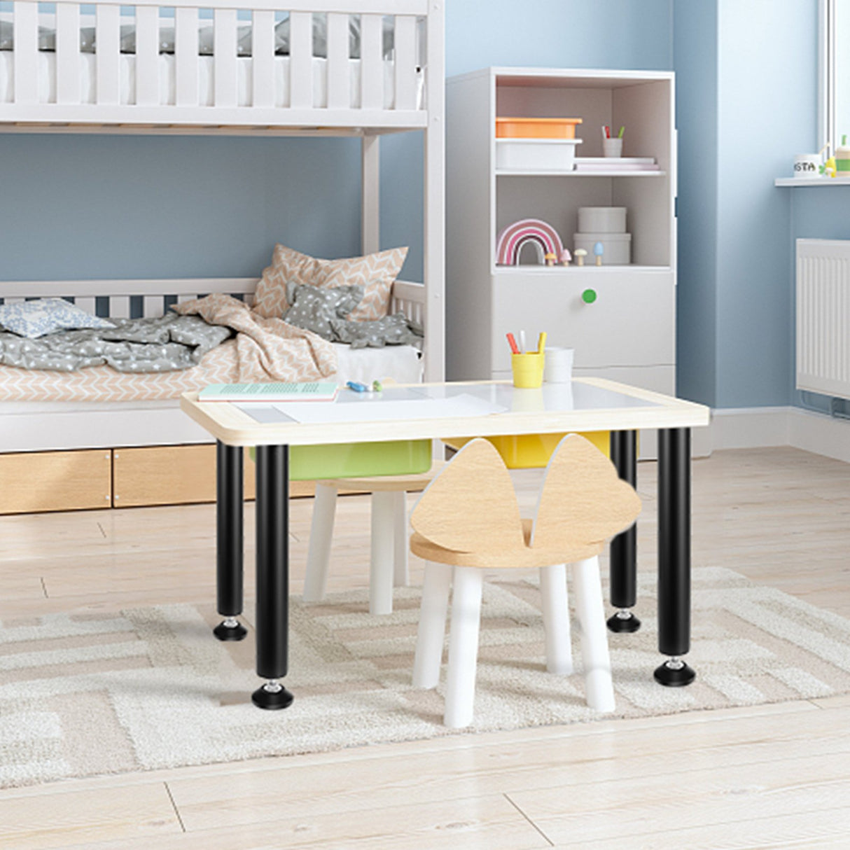 VEVOR 406.4MM Adjustable Desk Legs, Reinforced Steel Office Table Furniture legs Set of 4 for DIY, 1200 lbs Load Capacity Heavy Duty Desk Legs, Quick Instalation Legs with Adjustable Foot Cup Black