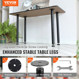 VEVOR 711.2MM Adjustable Desk Legs, Reinforced Steel Office Table Furniture legs Set of 4 for DIY, 544.3KG Load Capacity Heavy Duty Desk Legs, Quick Instalation Legs with Adjustable Foot Cup Black - Front View