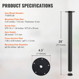 VEVOR 711.2MM Adjustable Desk Legs, Reinforced Steel Office Table Furniture legs Set of 4 for DIY, 544.3KG Load Capacity Heavy Duty Desk Legs, Quick