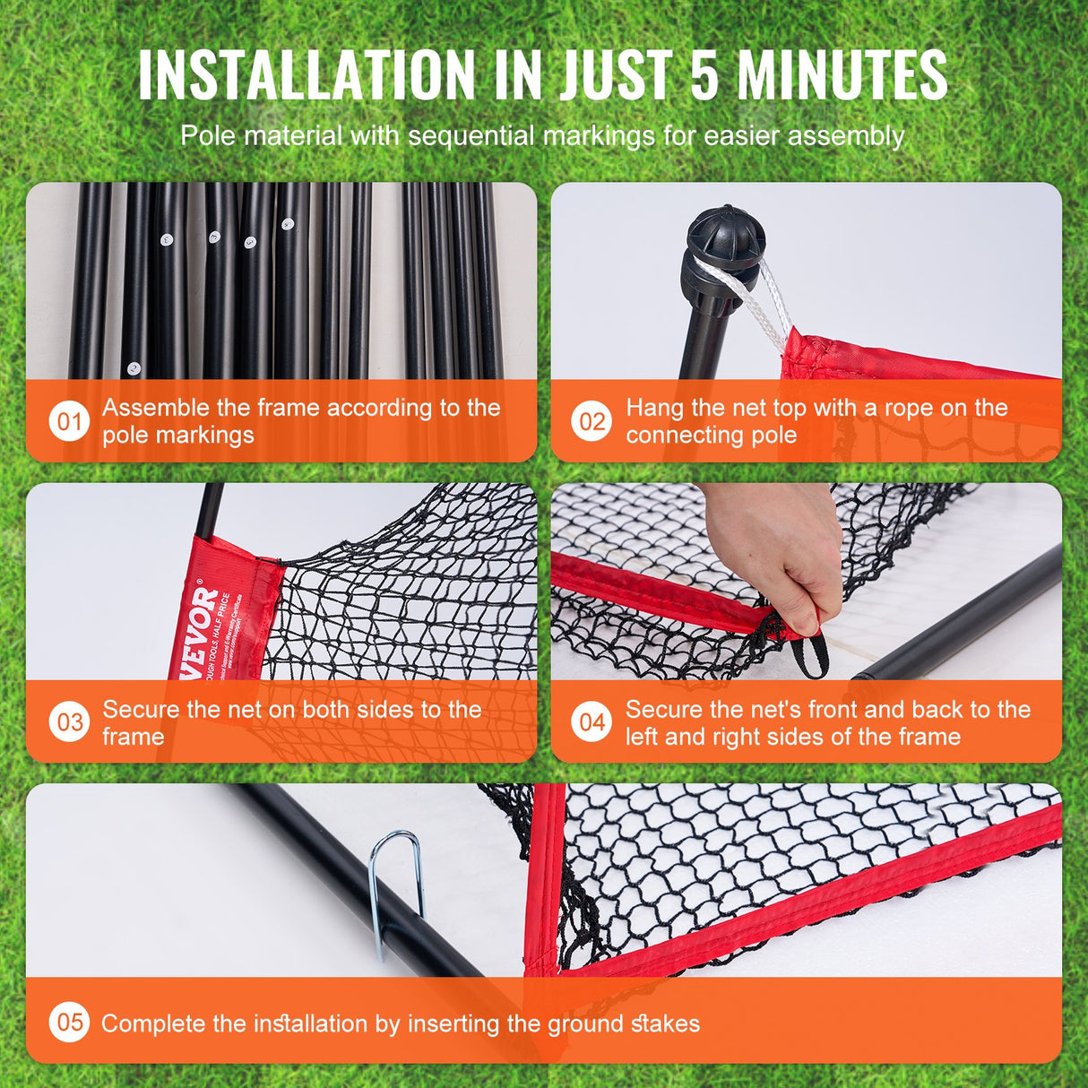 VEVOR Golf Practice Hitting Net, Huge 10.8x7ft Golf Net, Personal Driving Range for Indoor Outdoor Use, Portable Home Golf Aid Net with Solid