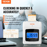VEVOR Punch Time Clock, Time Tracker Machine for Employees of Small Business, 6 Punches per Day, Time Clock Punch Machine Includes 102 Time Cards, 1 - Front View