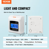 VEVOR Punch Time Clock, Time Tracker Machine for Employees of Small Business, 6 Punches per Day, Time Clock Punch Machine Includes 102 Time Cards, 1 - Close-Up Angle