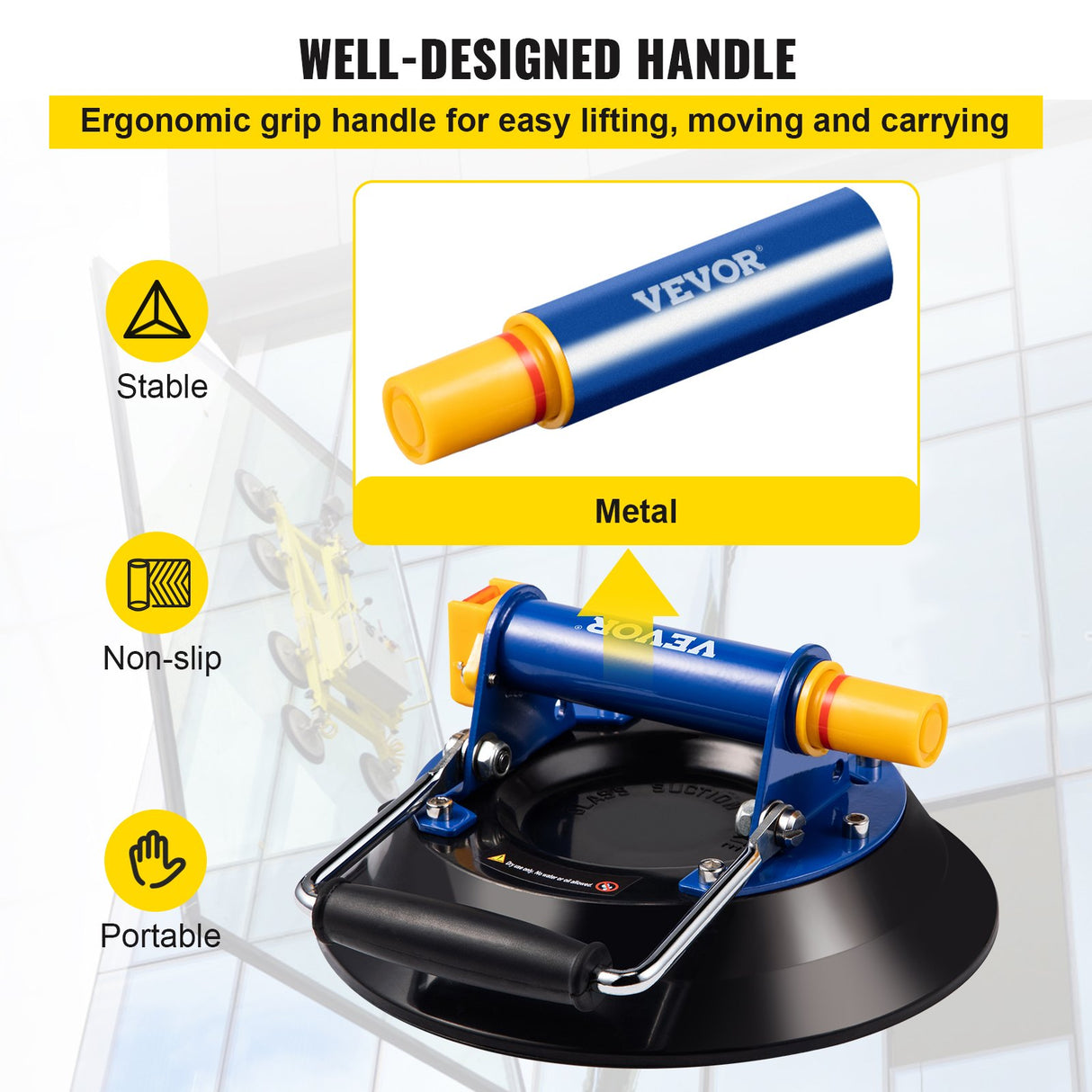 VEVOR Glass Lifting Vacuum Suction Cup Glass Lifter Suction Cup 30.4 cm 150 kg