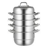 VEVOR Dumpling Steamer Stainless Steel 5 Titer for for Cook Soup, Noodles, Fishes Work with Gas Electric Grill Stove Top, Dia 30cm/11.8inch, Pot - Extra Image