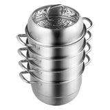 VEVOR Dumpling Steamer Stainless Steel 5 Titer for for Cook Soup, Noodles, Fishes Work with Gas Electric Grill Stove Top, Dia 30cm/11.8inch, Pot - Extra Image