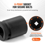 Axle Nut Impact Socket Set, 3/4" Drive 6-Point 8-Piece Metric Spindle Nut Socket Set, CR-MO Heat Treated Large Socket Set with Storage Case, for Auto Repair, Removing or Installing Axle Nuts