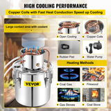 VEVOR 50L Water Alcohol Distiller Copper Moonshinestill Brewing w/ Water Pump - Top-Down View