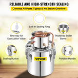 VEVOR 50L Water Alcohol Distiller Copper Moonshinestill Brewing w/ Water Pump - Rear View