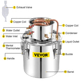 VEVOR 50L Water Alcohol Distiller Copper Moonshinestill Brewing w/ Water Pump - Extra Image