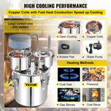 VEVOR Moonshine Still Water Alcohol Distiller 50L w/Thumper Keg & Water Pump - Top-Down View