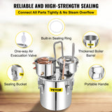 VEVOR Moonshine Still Water Alcohol Distiller 50L w/Thumper Keg & Water Pump - Rear View