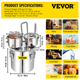 VEVOR Moonshine Still Water Alcohol Distiller 50L w/Thumper Keg & Water Pump - Close-Up Angle