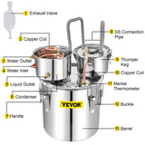 VEVOR Moonshine Still Water Alcohol Distiller 50L w/Thumper Keg & Water Pump - Extra Image