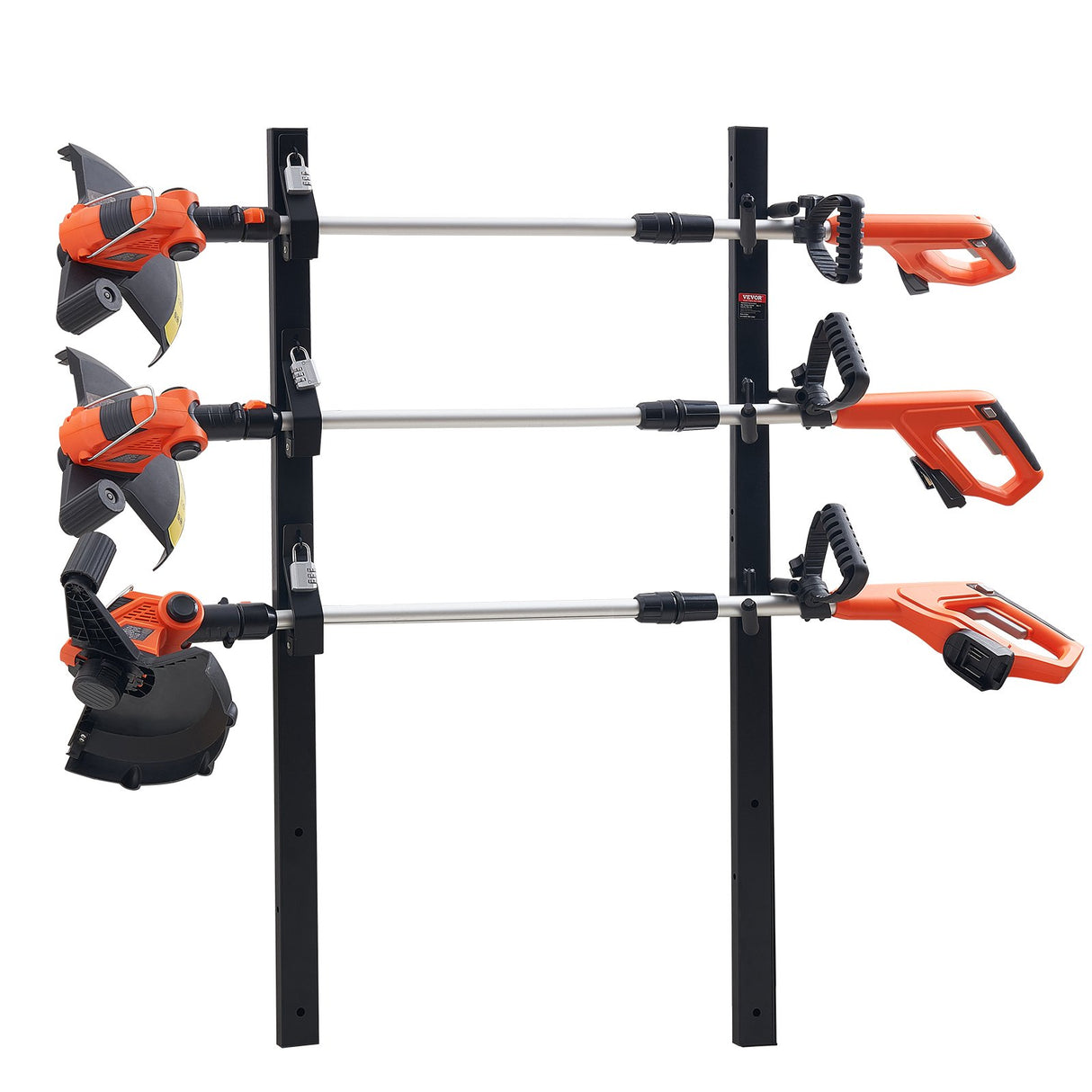 VEVOR Trimmer Rack, 3 Place Weeder Trimmer Rack, Locking Trim Holder Landscape Trailer Rack Carrier Mount on Open Pickup/Trailer Enclosed Trailers,
