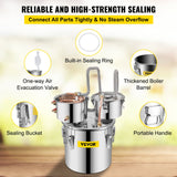VEVOR 3 Pot 12L Alcohol Distiller Water Wine Boiler Home Brew Moonshinestill - Rear View
