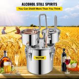 VEVOR Moonshine Still 5 Gal 21L Stainless Steel Water Alcohol Distiller Copper Tube Home Brewing Kit Build-in Thermometer for DIY Whisky Wine Brandy, 5GAL, 3 pots - Front View