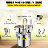 Vevor 30L 8Gal Alcohol Distiller Water Spirit Boiler Home Brew Copper Alcohol Still - Rear View