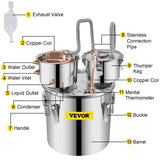Vevor 30L 8Gal Alcohol Distiller Water Spirit Boiler Home Brew Copper Alcohol Still - Extra Image