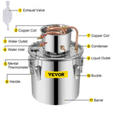 VEVOR Moonshine Still 9.6Gal 38L Stainless Steel Water Alcohol Distiller Copper Tube Home Brewing Kit Build-in Thermometer for DIY Whisky Wine Brandy, Sliver - Extra Image