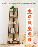 VEVOR 5 Tier Corner Shelf Tall Corner Bookshelf Plant Rack Wall Shelves Tower - Top-Down View