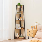 VEVOR 5 Tier Corner Shelf Tall Corner Bookshelf Plant Rack Wall Shelves Tower - Low Angle