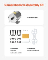 VEVOR 1800W Electric Brushless DC Motor 48V 4500rpm Motor for E-Bike Dirt Bike - 45-Degree Angle