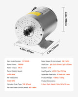 VEVOR 1800W Electric Brushless DC Motor 48V 4500rpm Motor for E-Bike Dirt Bike - Close-Up Angle