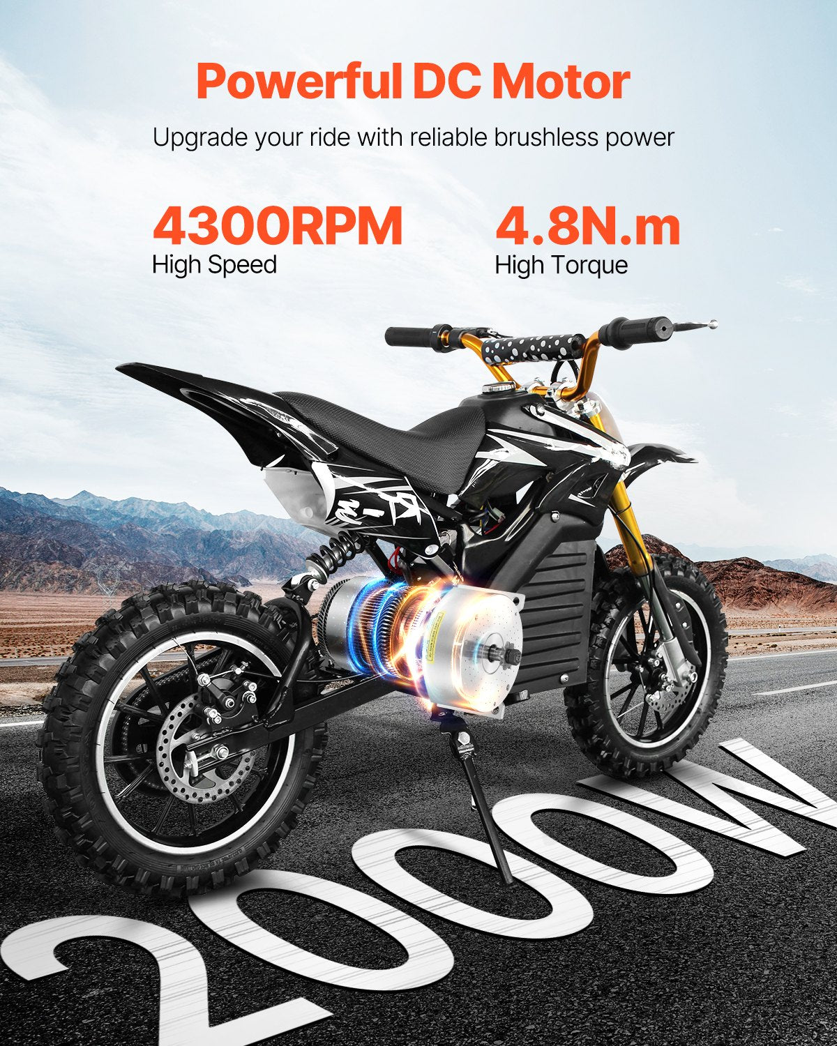VEVOR 48V 2000W Electric Brushless DC Motor Kit with Upgraded Speed Controller
