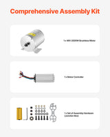 VEVOR 48V 2000W Electric Brushless DC Motor Kit with Upgraded Speed Controller - 45-Degree Angle