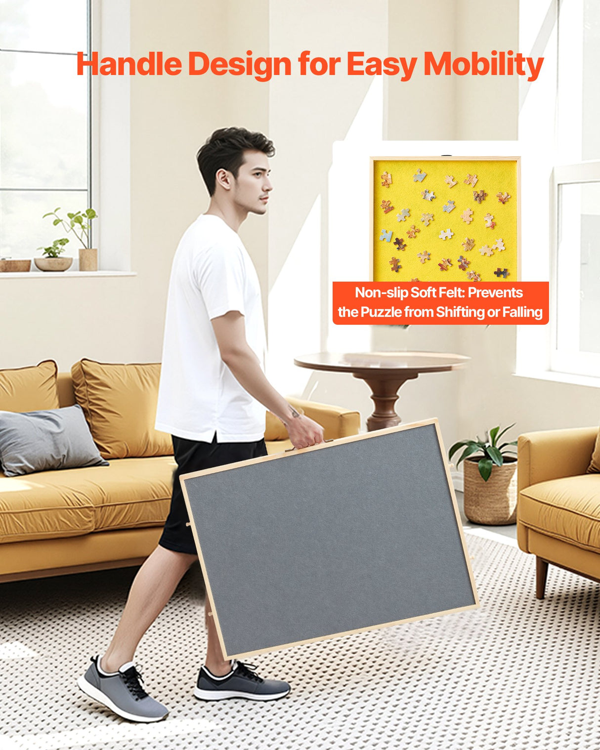 VEVOR 1000 Piece Puzzle Board with Drawer Cover Portable Wooden Jigsaw 73x53cm