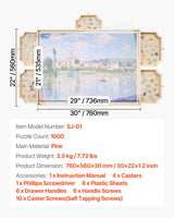 VEVOR 1000 Piece Puzzle Board with Drawer Cover Portable Wooden Jigsaw 74x53cm - Close-Up Angle