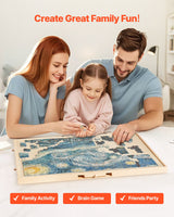 VEVOR 1500 Piece Puzzle Board with Drawer Cover Portable Wooden Jigsaw 86x63cm - Rear View