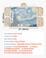 VEVOR 1500 Piece Puzzle Board with Drawer Cover Portable Wooden Jigsaw 86x63cm - Close-Up Angle