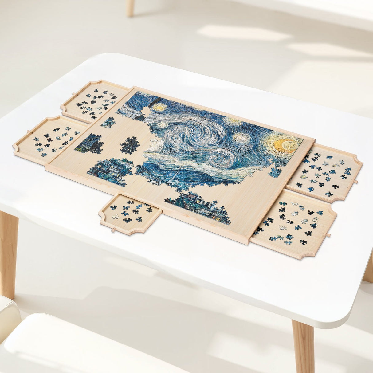 VEVOR 1500 Piece Puzzle Board with Drawer Cover Portable Wooden Jigsaw 86x63cm